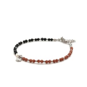 Bransoletka z koniczynką, Piasek pustyni, Turmalin i Perła hodowlana KAM1141, 17,5-21,5cm