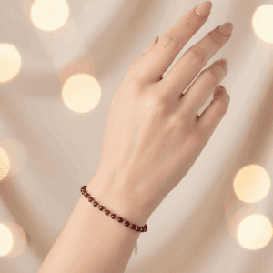 Bransoletka Granat KAM879 pozłacana stal chirurgiczna