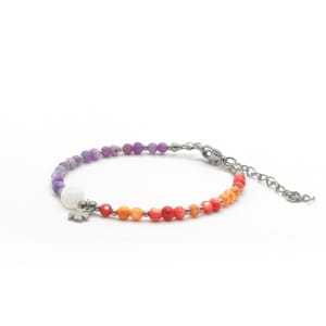 Bransoletka z koniczynką, Kamień księżycowy, Masa perłowa KAM1190 15,5-19,5cm Stal chirurgiczna