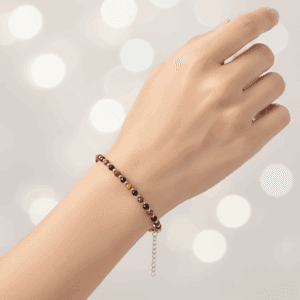 Bransoletka Tygrysie oko, Turmalin czarny KAM916 stal chirurgiczna