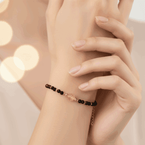 Bransoletka Turmalin, Cytryn KAM849 pozłacana stal chirurgiczna