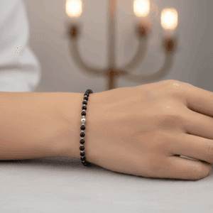 Bransoletka Czarny Turmalin, stal chirurgiczna KAM832