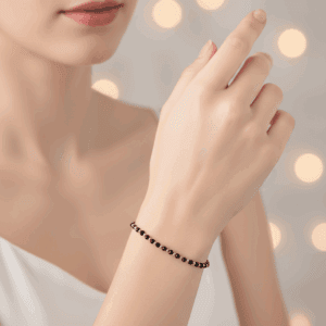 Bransoletka Czarny Turmalin, stal chirurgiczna KAM664