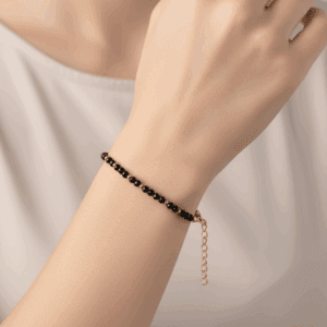 Bransoletka Turmalin czarny, pozłacana stal chirurgiczna KAM1109