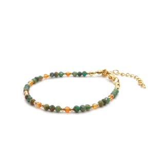 Bransoletka Karneol, Turkus afrykański 15,5-19,5cm KAM1208 Pozłacana stal chirurgiczna