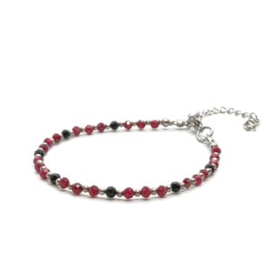 Bransoletka Granat, Turmalin 15,5-20,5cm KAM695 stal chirurgiczna