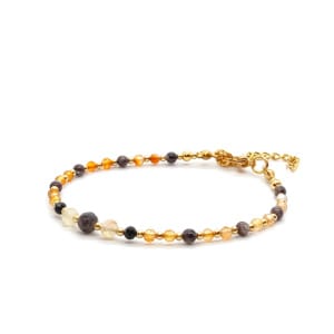 Bransoletka Karneol, Czaroit, Cytryn, Turmalin, Masa perłowa 16-20cm KAM1206 Pozłacana stal chirurgiczna