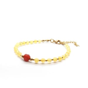 Bransoletka Bursztyn Bałtycki, Karneol 16,5-20,5cm KAM1218 Stal chirurgiczna pozłacana