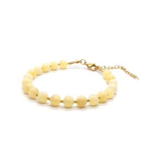 Bransoletka Nefryt bursztynowy 17-21cm KAM1193 Stal chirurgiczna pozłacana