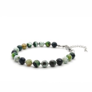 Bransoletka Agat ognisty zielony 16-20cm KAM1252 stal chirurgiczna