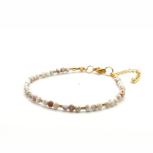 Bransoletka Turkus biały 17-21cm KAM1250 Stal chirurgiczna pozłacana